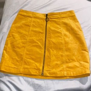 Yellow high waisted zip up skirt
